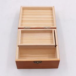 Natural Wood Portable Handmade Storage Stash Case Portable Dry Herb Tobacco Grinder Container Box Holder Preroll Cigarette Tray DHL Free