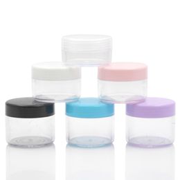 20pcs 10g 15g 20g Empty Plastic Jar Black Cap Lotion Mask Sample Containers Eye shadow Cream Box White Lids Refill Bottle Jars