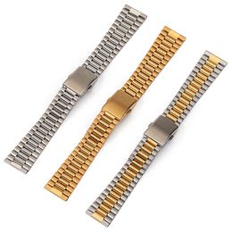 NewFashion watch accessories solid stainless steel strap men and women all steel metal bracelet detailed three beads girl 12/14/16/18 / 20mm