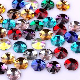 10mm 300pcs Round Sewing Resin Rhinestone Sew On Point Facet Crystals Flatback Two Holes Sew-On Garment Stones 10 Colours Choice