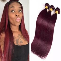 Burgundy Virgin Hair Weave Bundles Brazilian Straight Wine Red 99J Human Hair Extensions