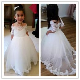 Formal Custom Cute Little Girl Princess Gown Flower Girl Dress Sleeveless Floor Length Hand Made Kids Party Birthday Dresses