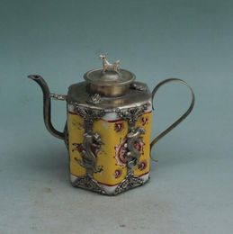 China handmade Silver pot kettle package silver flagon porcelain teapot ornaments
