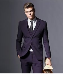 Dark purple/Blue/ Black Groom Tuxedos Groomsman Wedding 3 Piece Suit New Fashion Men Business Prom Jacket Blazer(Jacket+Pants+Tie+Vest) 2608