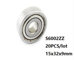 20pcs/lot S6002ZZ bearing 15*32*9mm S6002Z S6002 Z ZZ Stainless steel Deep Groove Ball bearing 15x32x9mm