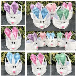 Easter storage basket hand basket long ears plush Easter rabbit decorated small round basket holiday series 100pcs T2D5017