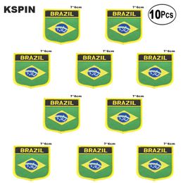 Brazil Flag Embroidery Patches Iron on Saw on Transfer patches Sewing Applications for Clothes in Home&Garden 10Pcs