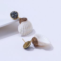 Fashion-Yhpup Trendy Simple Design Natural Shell Dangle Earrings Boho Crystal Earrings Girl Beach Jewelry boucle d'oreille femme 2019