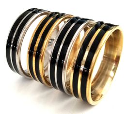 Bulk lots 50pcs Silver & Gold MIX 6mm Two Stripes Enamel Quality 316L Stainless Steel Comfort Rings Men Women Classic Elegant Finger Rings