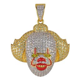 TOPGRILLZ Clown Joker Pendant Necklace Men Iced Out CZ Chains Hip Hop/Punk Gold Silver Colour Charms Necklace Jewellery Party Gifts