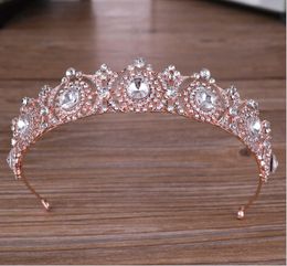 Hot rose gold rhinestone crown tiara Princess crown wedding dress accessories