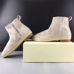 Hot Sale-with Box 2019 Mens Santa Fe Boot God Grey Fashion BrandShoes High Cut Casual Leather Boots Size Euro39-45