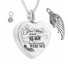 Stainless Steel Angel Wings Cremation Jewellery Ash Necklaces Keepsake Memorial Name customization Urn Pendant Necklace for Ashes