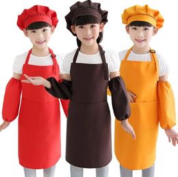 12Colors Children Kids Apron Pocket Kitchen Cooking Baking Painting Cooking Art Bib Children Plain Apron Kitchen SN100