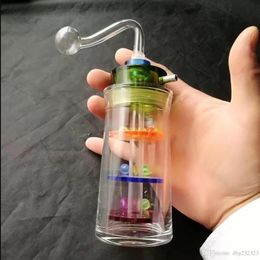 Colour three compartment hoses , Glass Water Pipe Smoking Pipes Percolator Glass Bongs Oil Burner Water Pipes Oil Rigs Smoking with Dropper