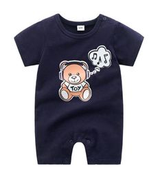 2020 Spring Summer Baby Boy Girls Romper Short Sleeve Cotton Infant Jumpsuit Cartoon Printed Kids Newborn Baby Clothes 4 Color