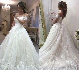 Cheap Off Shoulder Wedding Dress Elegant A Line Lace Country Garden Formal Bride Bridal Gown Custom Made Plus Size