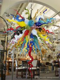 Free Shipping 100% Mouth Blown CE/UL Multi Coloured Modern Wedding Centrepiece Home Deco Chandelier Lighting