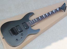 Matte Black Electric Guitar with Active Pickups,Floyd Rose,Rosewood Fretboard with mother of pearl inlay,24 Frets
