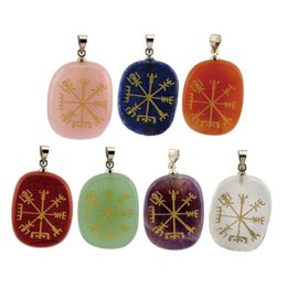 Nordic Religious Necklace Pendant Natural Crystal Ornament Necklace Vegvisir Nice Birthday Gift Unisex Compass Charms Pattern Pendant