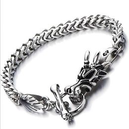 Men's Punk Retro Dragon Scales Titanium Steel Bracelet Biker Link Chain Bracelets Stainless Steel Men Christmas Gift Bangle