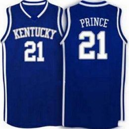 Custom Xxs-6xl Vintage Rare Men #21 Kentucky Tayshaun Prince High School Blue College Basketball Jersey Size S-4xl or Custom Any Name