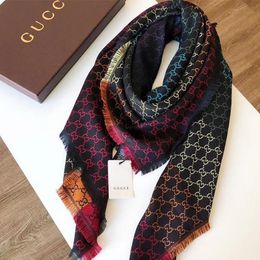 Luxe Hiver Écharpe pour femmes designer laine coton chaud fleur foulard 180x32cm