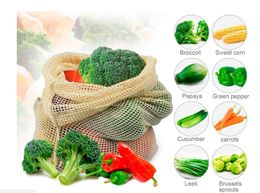 100pcs 20cmx28cm Cotton Mesh Grocery Shopping Produce Bags Vegetable Fruit Fresh Bags Hand Totes Home Storage Pouch Drawstring Bag