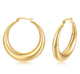 one pair of Top Selling Silver/ Gold Stainless Steel shiny Fashion new Round shape Simple design Wire Hoop Earring Women Exquisite gifts jew