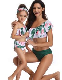 swimsuit mermaid one piece high waist flash mother daughter parent child print sexy yakuda flexible stylish leopard print bikini sets