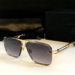 Sonnenbrille Vintage Herren Luxus Designer Sonnenbrille starkes Metall Punk-Stil Designer Retro quadratischer Rahmen mit Lederbox-Beschichtung reflektierende Anti-UV-Linse Top-Qualität