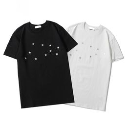 Summer Men Women T Shirt Fashion Design Star Print Short Sleeve T Shirt Hip Hop Men Clothing Black White