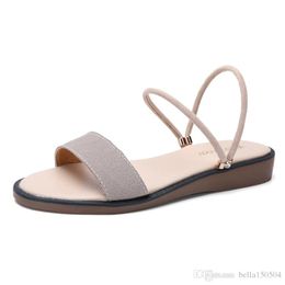 Sandali firmati Scarpe da girs estive Sandali piatti da donna alla moda Infradito solidi concisi da donna Pantofole da spiaggia estive romane casuali