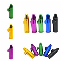 New Snuff Snorter Sniffer Colorful Mini Bullet Head Shape Aluminum Alloy Portable Innovative Design Smoking Pipe Tool Hot Cake DHL Free