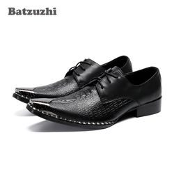 Batzuzhi Formal Leather Dress Shoes Black Lace-up Leather Business Dress Shoes Flats Chaussures Hommes, BIG Sizes US6-12,EU38-46