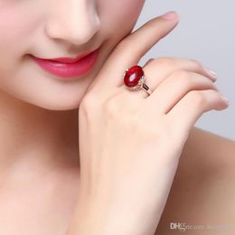 Anéis Wedding Band Sólidos de noiva China Red Cubic Zirconia Marca Big Pedra Anel Gemstone Rings