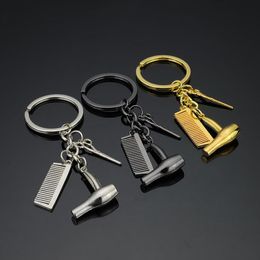 20pcs/Lot Scissors Keychain Cute Key Ring For Women Comb Hairdryer Key Chain Key Holder Creative Portachiavi Llaveros Bag Charm