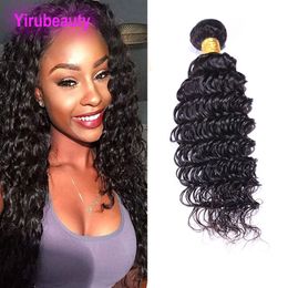 Malaysian Human Hair 1 Bundle Deep Wave Curly 10A Virgin Hair Extensions One Bundle Hair Weaves 8-28inch Yiruhair For Your Beauty