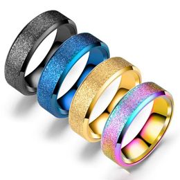 Japan and Korea fashion new double bevelled four color pearl sand Grind ring Lovers ring