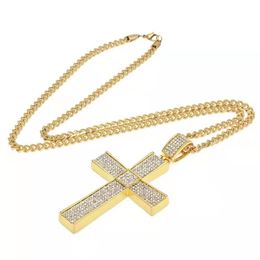 Fashion-ross pendant necklaces for men luxury designer mens bling diamond christian pendants copper cuban link chain necklace Jewellery gift