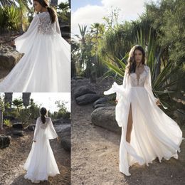 Beach Wedding Dresses V Neck A Line Bridal Gowns Lace Appliques Plus Size 4 6 8 10 12 14 16 18 20