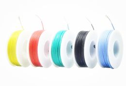 Freeshipping 30AWG 50m/box Cable Wire Flexible Silicone 5 Colour Mix box 1 box 2 package Tinned Copper stranded wire Electrical Wires DIY