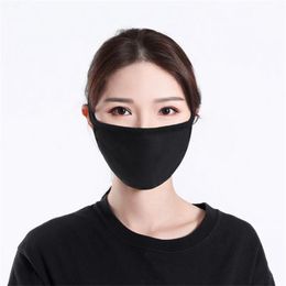 Black Cotton Face Mask Unisex Protective Breathable Mask Reusable Washable Anti Dust Outdoor Mouth Cover DDA86