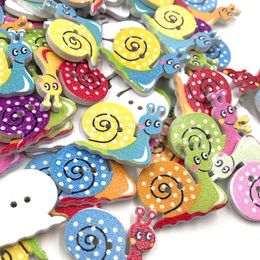 300Pcs 23mm Mixed Colour Snails Wooden Buttons Craft DIY Scrapbooking Buttons Sewing Accessories WB409