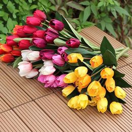 Wholesale- 1 Bouquet 9 Heads Fake Tulip Artificial Silk Flower Home Office Wedding Decor 6NCJ