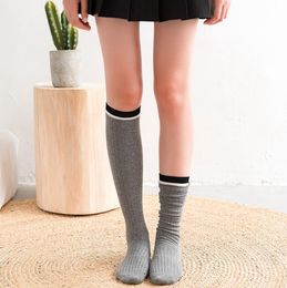 Womens Cotton Long Socks Fashion Girls Winter Autum Striped Knee Knit Socks Japanese Style Anime Dress Up stockings Hosiery