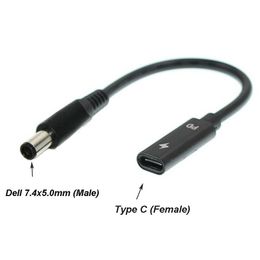 10PCS/LOT USB-C Female to 7.4x5.0mm DC Tip PD converter adapter cable for Dell 65W or blow laptops FAST CABLE