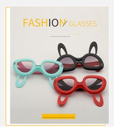 Fashion Kids Sunglasses Lovely Rabbit Ears Red Black Pink Green Baby Eyeglasses UV400 Children Bunny Style Beach Sun Glasses