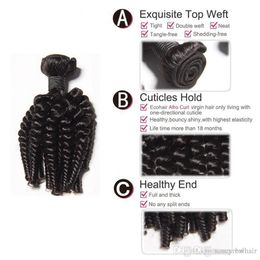 100% Human Hair Weaves Aunty Funmi Tight Kinky Curly Virgin Hair Extensions Funmi wave with natural Color