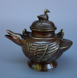 Antique pure copper duckbill pot lucky duck hip flask teapot with handle unique pot antique collection wholesale